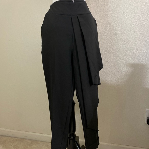 New York & Company Pants - New York & Company Black pants with front ruffle and cuffs at bottom Size 10